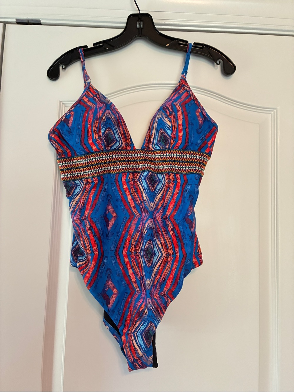 VENUS Blue and Red Graphic Swim Bottom with Black Lining